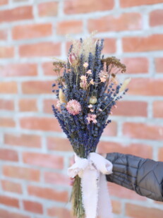 Bukiet suszonych kwiatów - pudrowy różowy