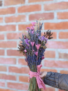 Bukiet suszonych kwiatów - różowy